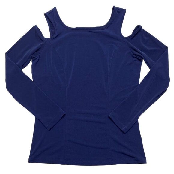 Simonton‎ Says Blue Top Cold Shoulder Stretch Knit Sz XS - Picture 1 of 5